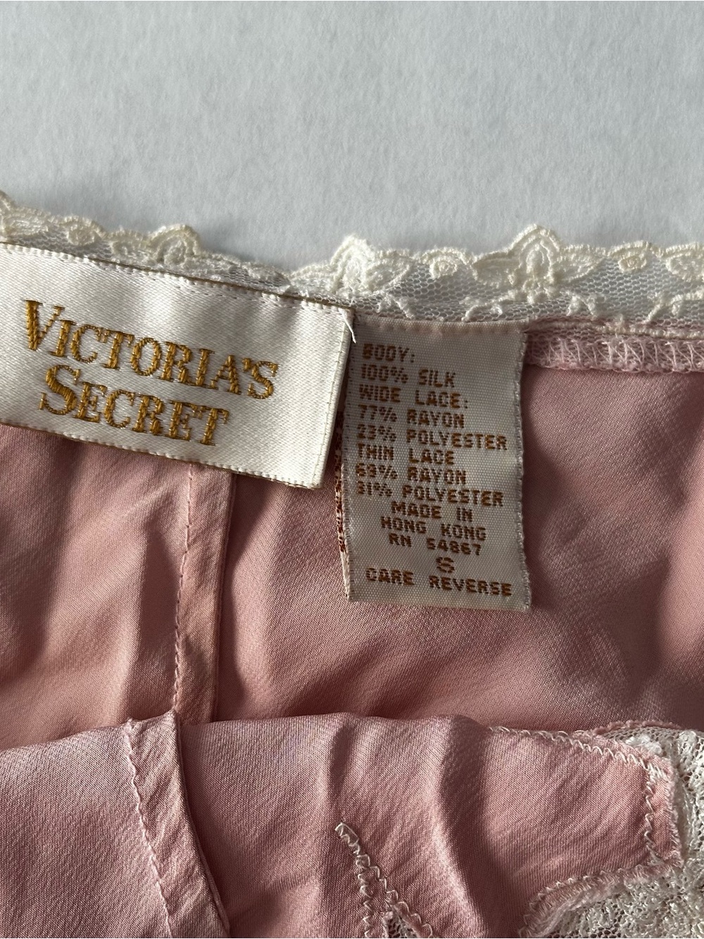 Vintage Victoria’s Secret Gold Label 100% Silk Slip Dress Pink Lace S - Picture 3 of 7